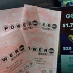 Powerball tickets are shown at a lottery agent.